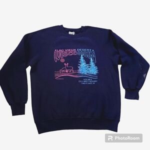 Vintage 90s Lee Neon Pink Blue Outdoor Wildlife Crewneck sz XL